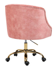 Load image into Gallery viewer, Velvet Upholstered Tufted Office Chair Gold Base-Pink