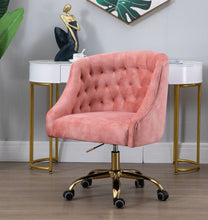 Load image into Gallery viewer, Velvet Upholstered Tufted Office Chair Gold Base-Pink