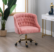 Load image into Gallery viewer, Velvet Upholstered Tufted Office Chair Gold Base-Pink