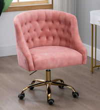 Load image into Gallery viewer, Velvet Upholstered Tufted Office Chair Gold Base-Pink