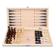 Load image into Gallery viewer, 3-in-1 Folding Chessboard Wood Chess Board Box Puzzle Kids Adult Game Toy with Chess