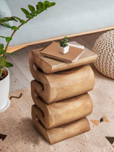 Load image into Gallery viewer, Side Table, corner Stool, Plant Stand Raintree Wood Natural Finish-Book Stack