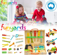 Load image into Gallery viewer, Pretend play tool set Wooden Toolbox Carpenter set in carry case-Beachwood.