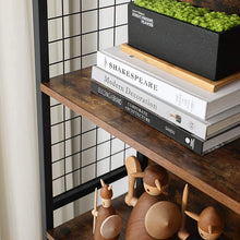 Load image into Gallery viewer, VASAGLE 4 Tiers Bookcase Office Storage Shelf Rustic Brown and Black