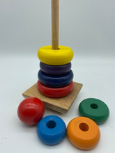Load image into Gallery viewer, Wooden Toy Rainbow Tower shapes Stacker-multi colour