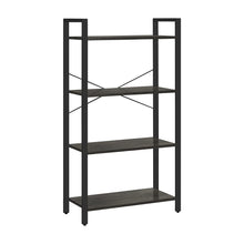 Load image into Gallery viewer, VASAGLE 4-Tier Bookshelf Storage Rack with Steel Frame for Living Room Office Study Hallway Industrial Style Charcoal Grey and Black