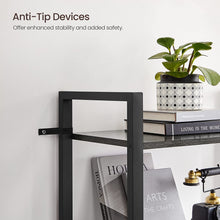 Load image into Gallery viewer, VASAGLE 4-Tier Bookshelf Storage Rack with Steel Frame for Living Room Office Study Hallway Industrial Style Charcoal Grey and Black