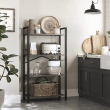Load image into Gallery viewer, VASAGLE 4-Tier Bookshelf Storage Rack with Steel Frame for Living Room Office Study Hallway Industrial Style Charcoal Grey and Black