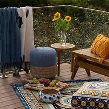 Load image into Gallery viewer, Henri Ottoman 45X45X40cm - Natural Steel Blue.