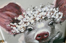 Load image into Gallery viewer, Wall art canvas framed print Penny the Pig 70 x 70cm.