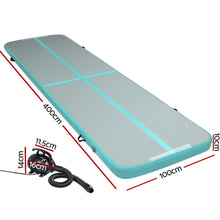 Load image into Gallery viewer, Everfit GoFun 4X1M Inflatable Air Track Mat with Pump Tumbling Gymnastics Green