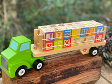 Load image into Gallery viewer, Learning toy Truck: Wooden kids alphabet and numbers toy truck