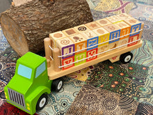 Load image into Gallery viewer, Learning toy Truck: Wooden kids alphabet and numbers toy truck