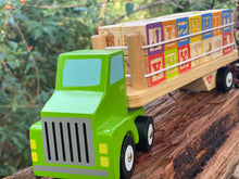 Load image into Gallery viewer, Learning toy Truck: Wooden kids alphabet and numbers toy truck