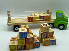 Load image into Gallery viewer, Learning toy Truck: Wooden kids alphabet and numbers toy truck