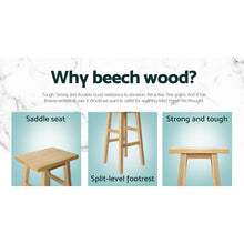 Load image into Gallery viewer, Artiss Set of 2 Beech Wood Bar Stools - Natural