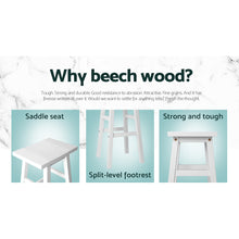 Load image into Gallery viewer, Artiss Set of 2 Beech Wood Bar Stools - White