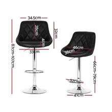 Load image into Gallery viewer, Artiss Set of 4 Bar Stools PU Leather Diamond Style - Black