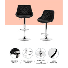 Load image into Gallery viewer, Artiss Set of 4 Bar Stools PU Leather Diamond Style - Black