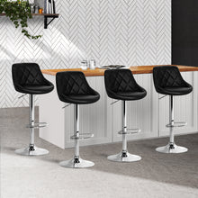 Load image into Gallery viewer, Artiss Set of 4 Bar Stools PU Leather Diamond Style - Black