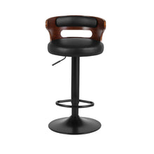 Load image into Gallery viewer, Set of 2 Bar Stools Kitchen Wooden Gas Lift Leather Stool Metal Black Barstools