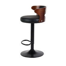 Load image into Gallery viewer, Set of 2 Bar Stools Kitchen Wooden Gas Lift Leather Stool Metal Black Barstools