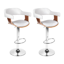 Load image into Gallery viewer, Artiss Set of 2 Wooden PU Leather Bar Stool - White and Chrome