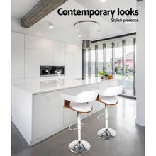 Load image into Gallery viewer, Artiss Set of 2 Wooden PU Leather Bar Stool - White and Chrome