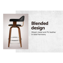 Load image into Gallery viewer, Artiss Set of 2 Bar Stools PU Leather Wooden Swivel - Wood, Chrome and Black