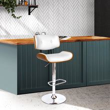 Load image into Gallery viewer, Artiss Wooden Gas Lift Bar Stool - White and Chrome