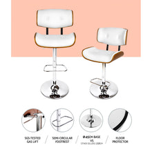 Load image into Gallery viewer, Artiss Set of 2 Wooden Gas Lift Bar Stool - White and Chrome