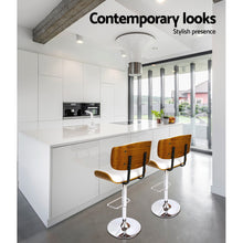 Load image into Gallery viewer, Artiss Set of 2 Wooden Gas Lift Bar Stool - White and Chrome