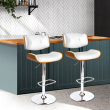 Load image into Gallery viewer, Artiss Set of 2 Wooden Gas Lift Bar Stool - White and Chrome