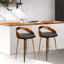 Load image into Gallery viewer, Artiss Set of 2 Walnut Wood Bar Stools - Black and Brown
