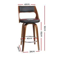 Load image into Gallery viewer, Artiss Set of 2 Wooden Bar Stools - Black