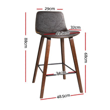 Load image into Gallery viewer, Artiss Set of 2 PU Leather Bar Stools Square Footrest - Wood and Brown