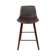 Load image into Gallery viewer, Artiss Set of 2 PU Leather Bar Stools Square Footrest - Wood and Brown