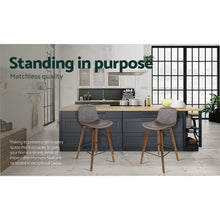 Load image into Gallery viewer, Artiss Set of 2 PU Leather Bar Stools Square Footrest - Wood and Brown