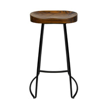 Load image into Gallery viewer, Artiss Set of 2 Elm Wood Backless Bar Stools 65cm - Black and Dark Natural