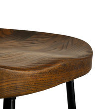 Load image into Gallery viewer, Artiss Set of 2 Elm Wood Backless Bar Stools 65cm - Black and Dark Natural