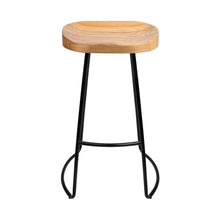 Load image into Gallery viewer, Artiss Set of 2 Elm Wood Backless Bar Stools 75cm - Black and Light Natural