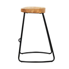 Load image into Gallery viewer, Artiss Set of 2 Elm Wood Backless Bar Stools 75cm - Black and Light Natural