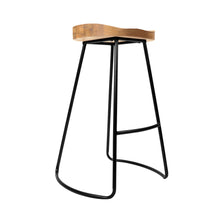 Load image into Gallery viewer, Artiss Set of 2 Elm Wood Backless Bar Stools 75cm - Black and Light Natural