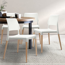 Load image into Gallery viewer, Artiss Set of 4 Wooden Stackable Dining Chairs - White