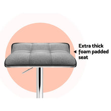 Load image into Gallery viewer, Artiss Set of 2 Fabric Bar Stools Swivel Bar Stools- Grey Chrome