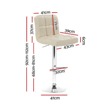 Load image into Gallery viewer, Artiss Set of 2 PU Leather Gas Lift Bar Stools - Beige
