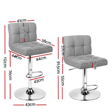 Load image into Gallery viewer, Artiss Set of 2 Fabric Swivel Bar Stools - Grey