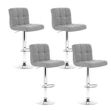 Load image into Gallery viewer, Artiss Set of 4 Fabric Swivel Bar Stools - Grey
