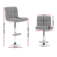 Load image into Gallery viewer, Artiss Set of 4 Fabric Swivel Bar Stools - Grey