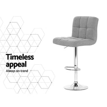 Load image into Gallery viewer, Artiss Set of 4 Fabric Swivel Bar Stools - Grey